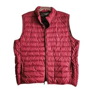 Saddlebred Down Puffer Vest Men's 2X Full Zip Red Quilted Packable Pockets EUC